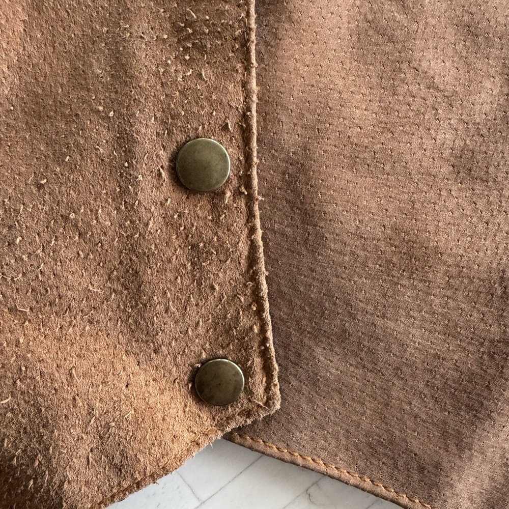Vintage Genuine Leather Suede Tapestry Vest Womens M/L 90s Western Festival - Picture 3 of 11